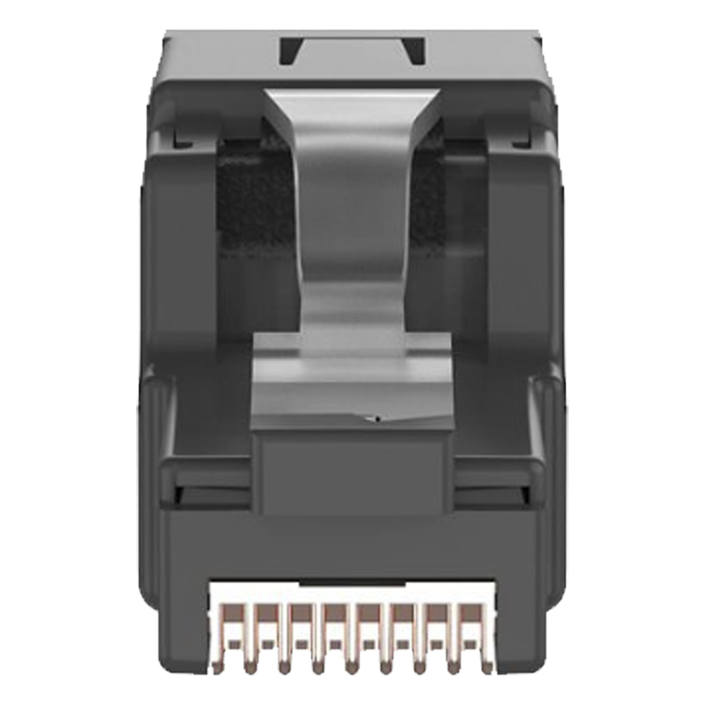 Plug RJ45 UTP, Instalación Angulada 45 Grados, Terminación en Campo Certificable, Compatible con Cat5e, Cat6 y Cat6A, Color Negro