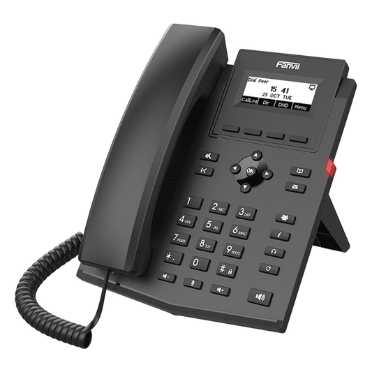 Teléfono IP / 2 Líneas SIP / Pantalla LCD 2.3" 132x64 / Audio HD G.722 y Opus / Conferencia 6 Vías / PoE 802.3af / Puertos Ethernet Duales 10/100 / Soporte EHS