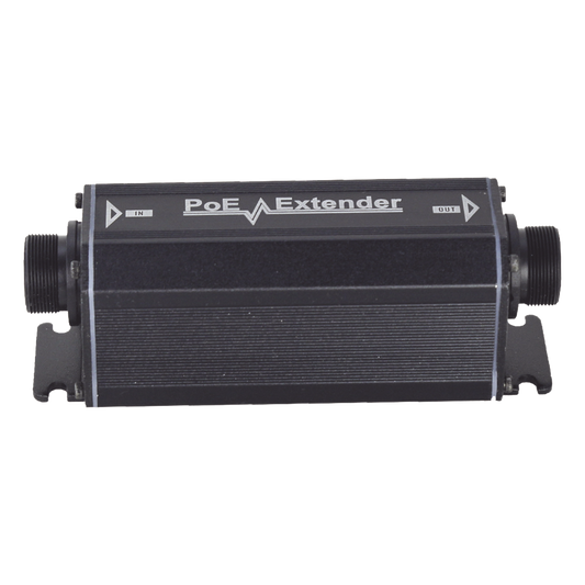Extensor PoE / 100 Metros / Intemperie (IP66) / 60 Watts / 1 Puerto de Entrada / 1 Puerto de Salida PoE / No requiere alimentación.