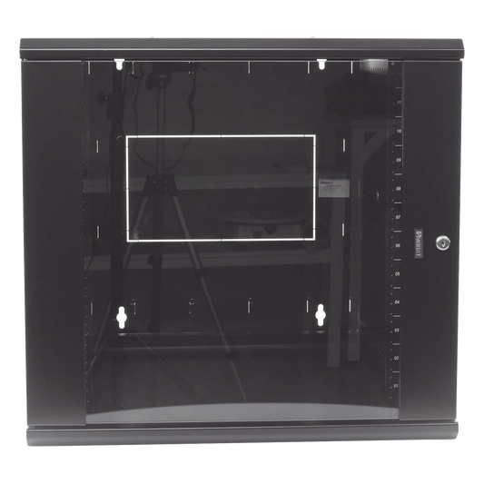 Gabinete PanZone de Montaje en Pared, de 19in, Puerta con Ventana de Seguridad, 12 UR, 762mm de Profundidad, Color Negro