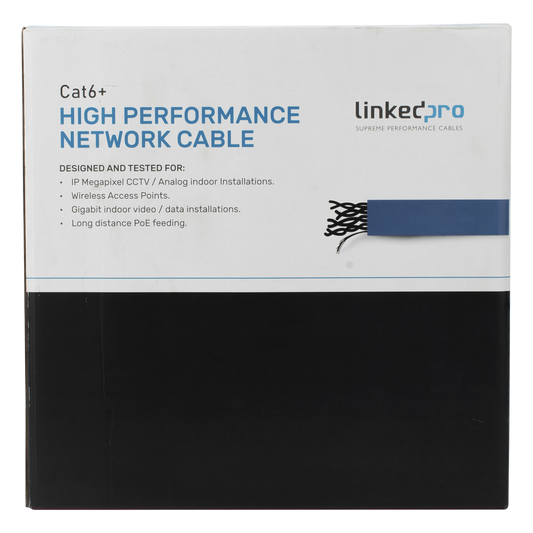 Bobina de Cable de 305 Metros (1000 Pies) Cat6+ Blindado F/UTP, CM, Calibre 23 Alto Rendimiento, ETL, UL, Color Azul, Super Flexible, para Aplicaciones de Video Vigilancia, Video HD, y Redes de Datos. Uso Interior.
