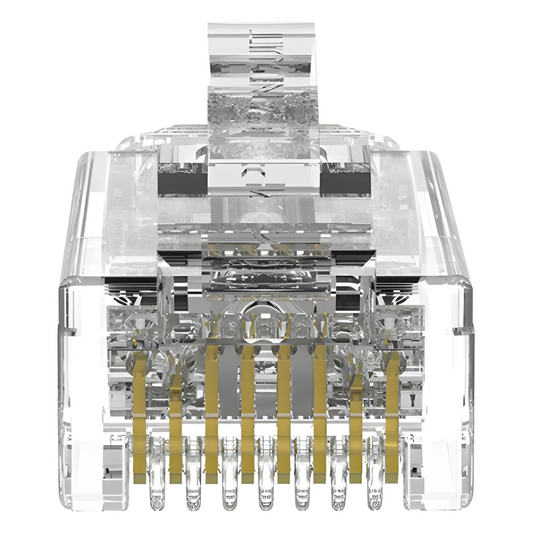 Plug RJ45 Cat6/6A, Para Cable UTP de Calibre 28 AWG (Diámetro Reducido), Chapado en Oro de 50 Micras, Paquete de 100 Piezas
