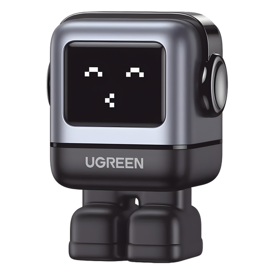 Cargador RobotGaN de 65W Serie UNO | 3 Puertos de Carga Rápida | 2 USB-C | 1 USB-A | PD 3.0 | QC 4.0 | Carga Inteligente | Tecnología GaN II | Zapato Magnético Extraíble | Carcasa Ignífuga | Pantalla LED