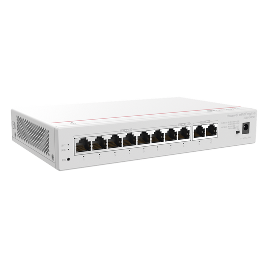 Router eKit / 2 Puertos WAN Gigabit / 1 Puerto LAN/WAN Gigabit / 7 Puertos PoE LAN Gigabit / Presupuesto PoE 124 W / Rendimiento de 2 Gbps / Controlador (64 APs) / Hasta 250 clientes / Libre de licenciamiento