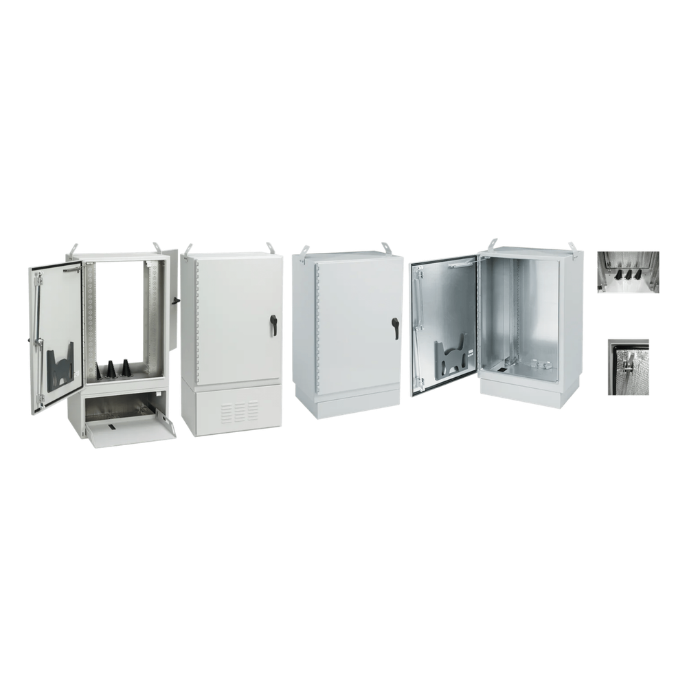 Gabinete para Exterior Tipo 4X de 22 UR / Aluminio Soldado / 1270 x 762 x 508 mm (50 x 30 x 20 in) / Exterior IP66 / Montaje Almohadilla / Aire de Precisión / Gris RAL 7035