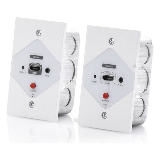 Kit Extensor HDMI en PLACAS DE PARED para distancias de 40 metros / Resolución 1080P @ 60 Hz / Cat 6/6A/ 7 / HDR/ Cero Latencia / Soporta Control Remoto / Placa de pared de 2.74 x 4.49” (tamaño estándar de EE.UU.).