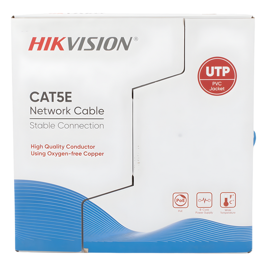 Bobina de Cable UTP 305 Metros (1000 Pies) / Cat5E (24 AWG) / Color Azul / PVC (CM) / Uso en Interior / 100% Cobre / Aplicaciones de CCTV y Redes de Datos