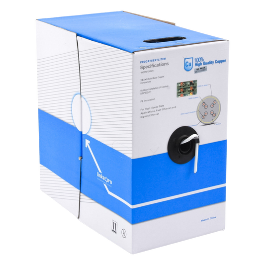 Bobina de Cable UTP Cat5e para Exterior en Color Blanco / 305 Metros (1000 Pies) / Certificada UL / Sin Blindaje