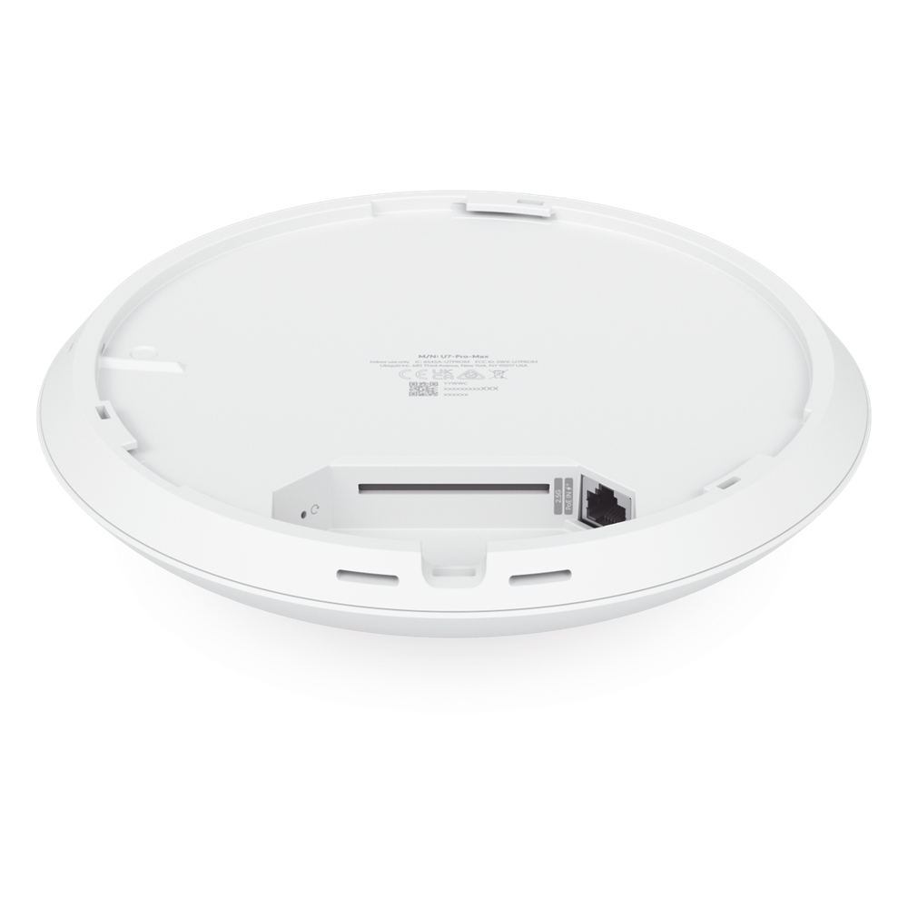 Access Point UniFi U7 Pro Max con 8 streams espaciales / para Techo o Pared / Tribanda (2.4/5/6GHz) / Radio Dedicado a Escaneo Espectral / Puerto 2.5 GbE / +500 clientes / POE+ (No incluido) / Para alta densidad de usuarios en escenarios exigentes