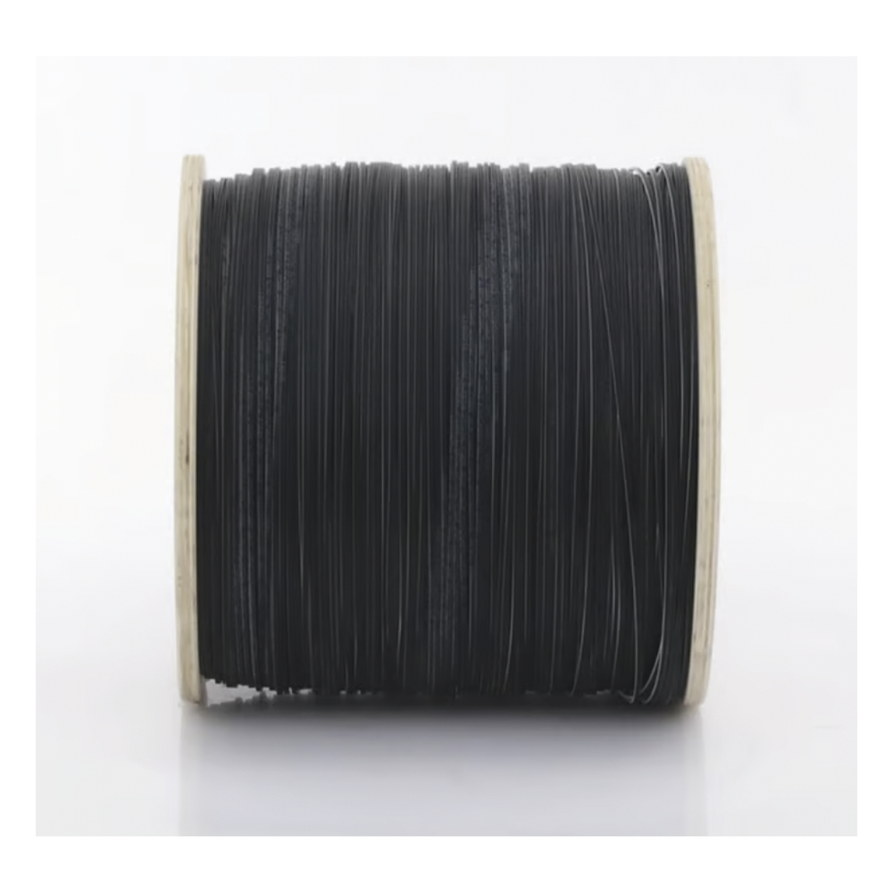 Carrete de 2 Kilómetros de Fibra Óptica Drop Plana, Interior/Exterior G.657A2 Monomodo de 1 Hilo (Unifibra), Dieléctrica, Forro Negro, Compatible con Conectores FASC, FASCUP, FASCLC