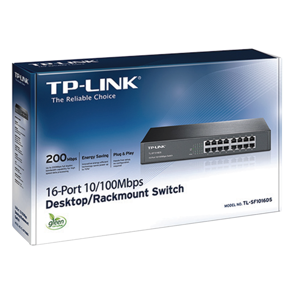 Switch no administrable de 16 puertos 10/100 Mbps de escritorio y para montaje en rack