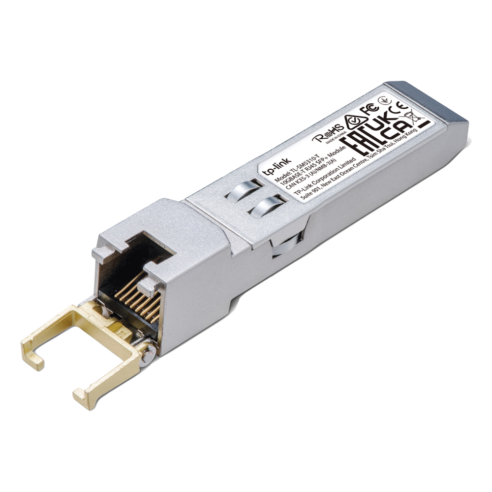 Transceptor mini-GBIC SFP+ RJ45 / Admite 10GBASE-T, 5GBASE-T, 2.5GBASE-T, 1000BASE-T y 100BASE-TX / Distancia Hasta 30 metros / Conector RJ45 (10G)