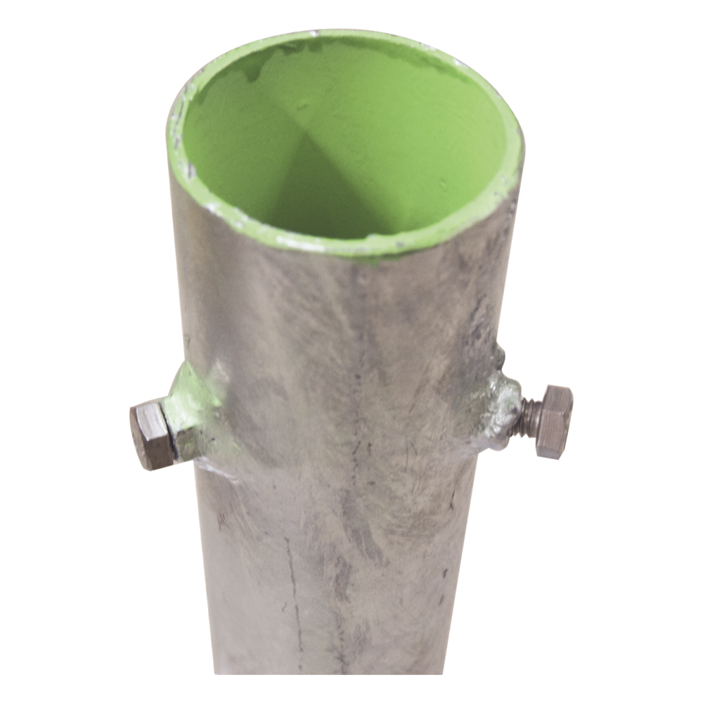 Base para Mástil Hasta 2" con Opresores, Base de 30 x 30 cm y Tubo de 50 cm Ced. 30. Galv. Inmersión.