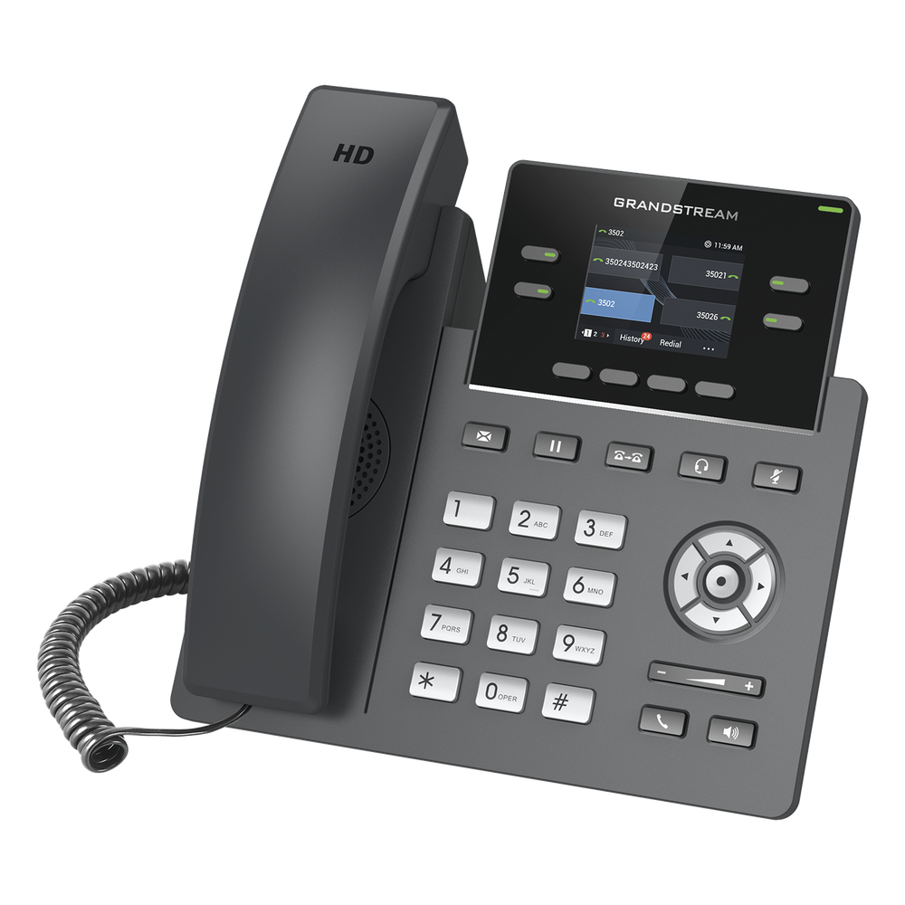 Teléfono IP Grado Operador, 4 líneas SIP con 2 cuentas, pantalla a color 2.4", codec Opus, IPV4/IPV6 con gestión en la nube GDMS