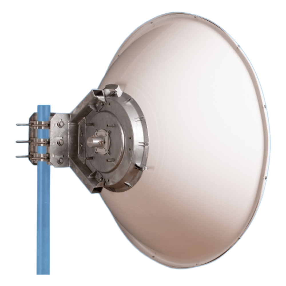 Antena direccional Alto Rendimiento / Parábola profunda para mayor aislamiento al ruido /4 ft / 4.9 a 6.1 GHz / / Ganancia de 35 dBi / Soporte de acero inoxidable / Polaridad en 90 ° y 45 ° / Incluye montaje.