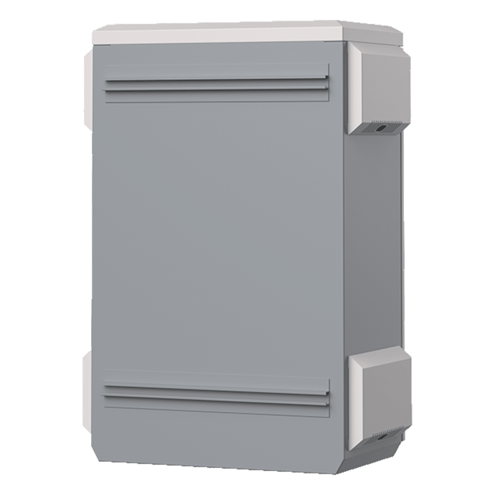Gabinete de Acero Ventilado para Exterior 380 x 660 x 240 mm con Rieles DIN y 4 Placas Laterales para Montaje de Equipos por Fuera