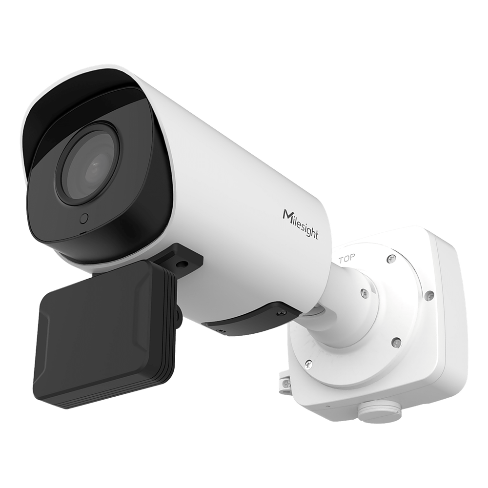 Cámara LPR 4MP / Sensor CMOS 1/1.8" / Zoom Óptico 4X 8-32mm / IR 50 mts (164 ft) / ANPR hasta 40 mts / Cobertura 2 carriles / IP67 IK10 / PoE+ / H.265