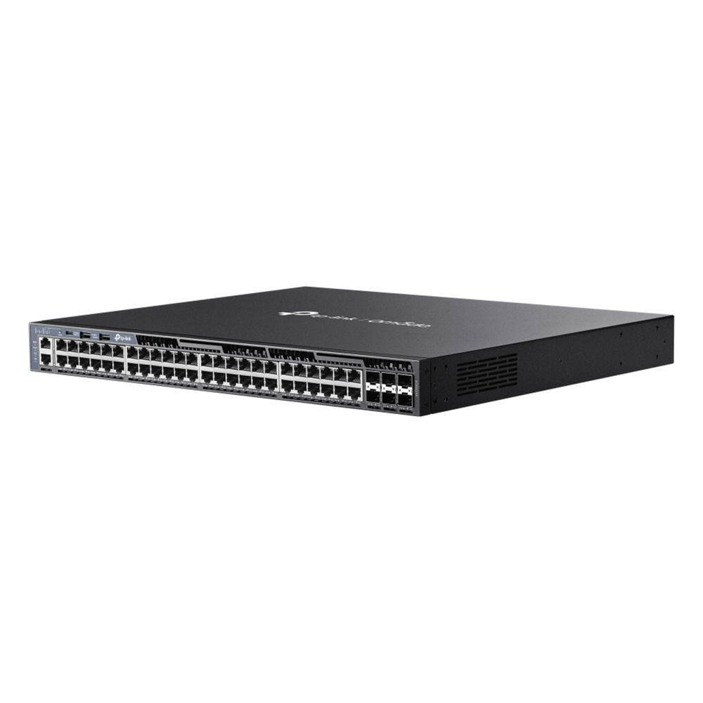 Switch Omada L3 SDN Administrable / 48 puertos Gigabit y 6 puertos SFP+ / Funciones RIP, VRRP, Servidor DHCP / Administración centralizada OMADA / Fuente Redundante