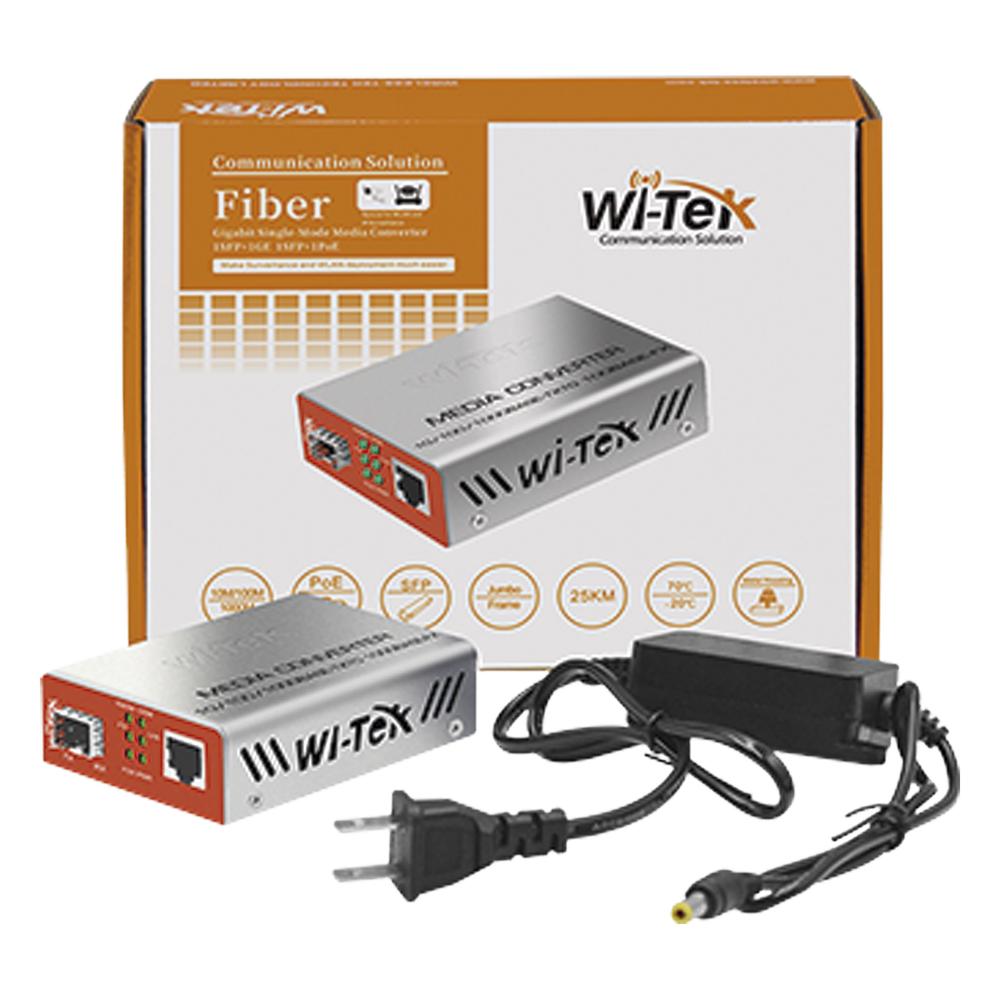 Convertidos de medios / 1 puerto RJ45 100/1000 Mbps PoE Out 802.3af/at / 1 SFP 1000Mbps / hasta 25 Km