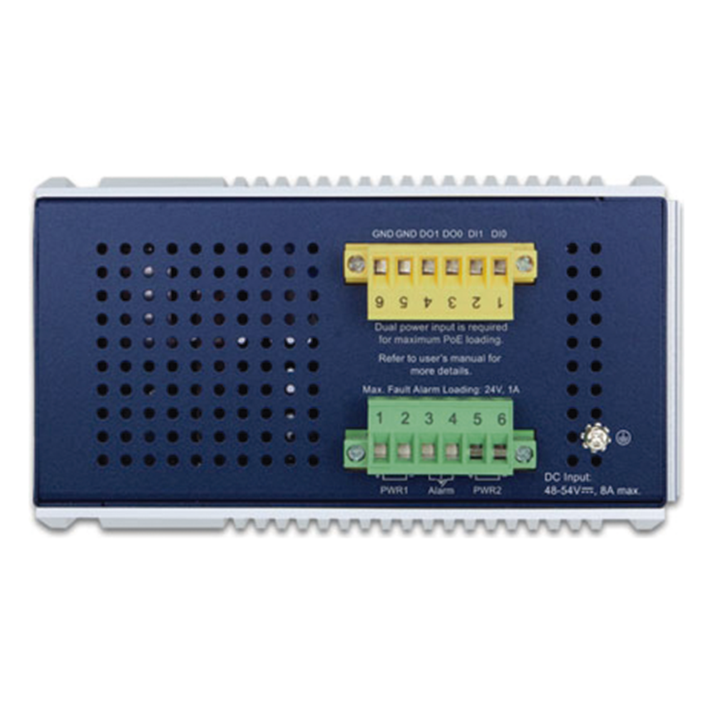 Switch Industrial Capa 3 de 8 Puertos 10/100/1000T PoE 802.3bt, 2 Puertos SFP 1 G/2.5 G, 4 Puertos SFP 10G, Instalación en Pared o Puerto DIN.
