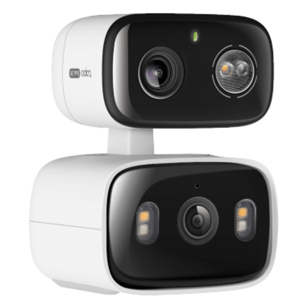 Cámara de Seguridad Dual PTZ / 2 Lentes 2K+2K (3MP cada uno) / 3x Claridad Telefoto / IP65 Exterior / IA Inteligente / Seguimiento Sincronizado / Vista Dual Simultánea / Color Night Vision / Audio Bidireccional / 125.5° Gran Angular + 67
