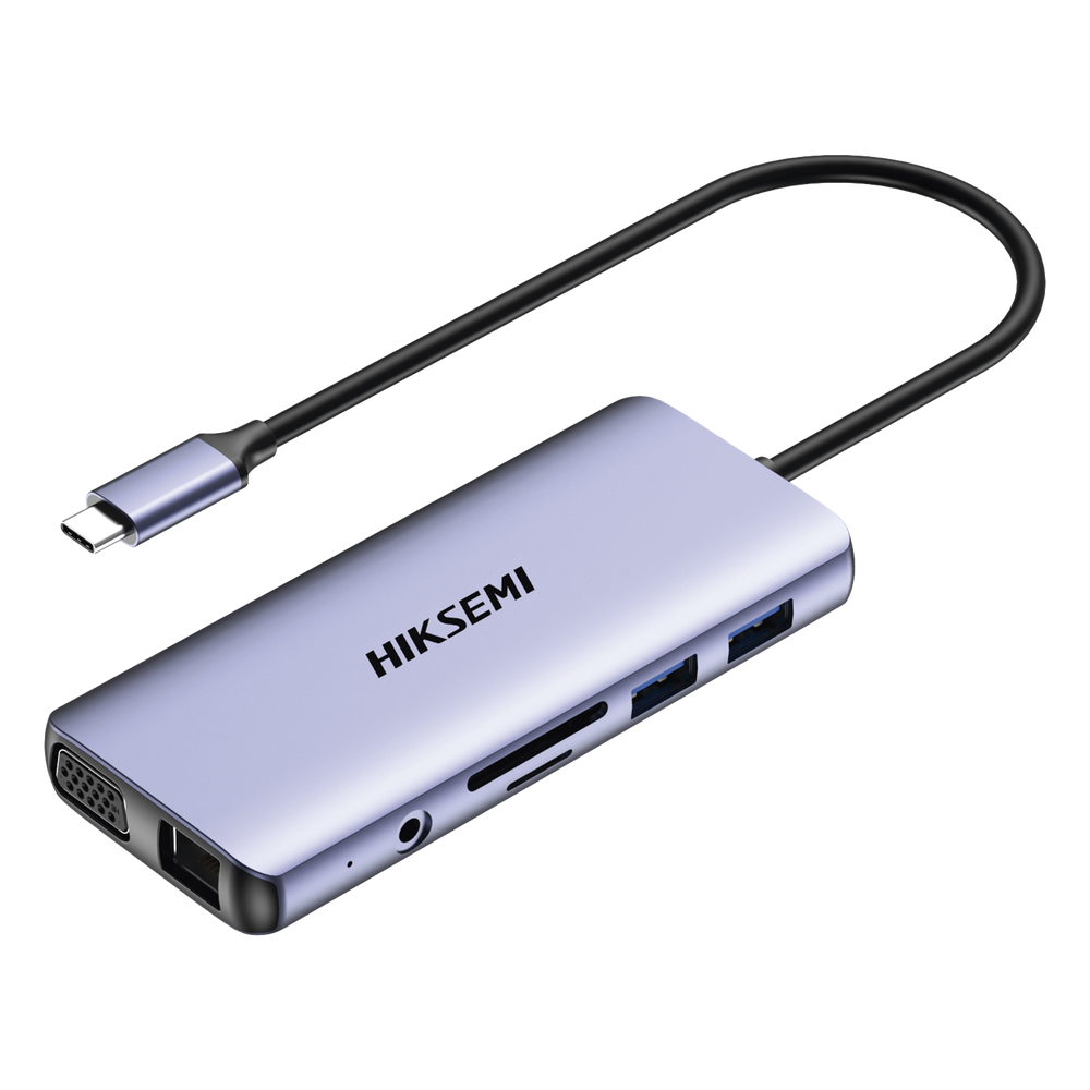 Hub USB-C 11 en 1 / HDMI 4K + VGA / 2x USB 3.0 + 2x USB 2.0 / SD + Micro SD / RJ45 Gigabit / PD 100W / Audio / Aleación de Aluminio