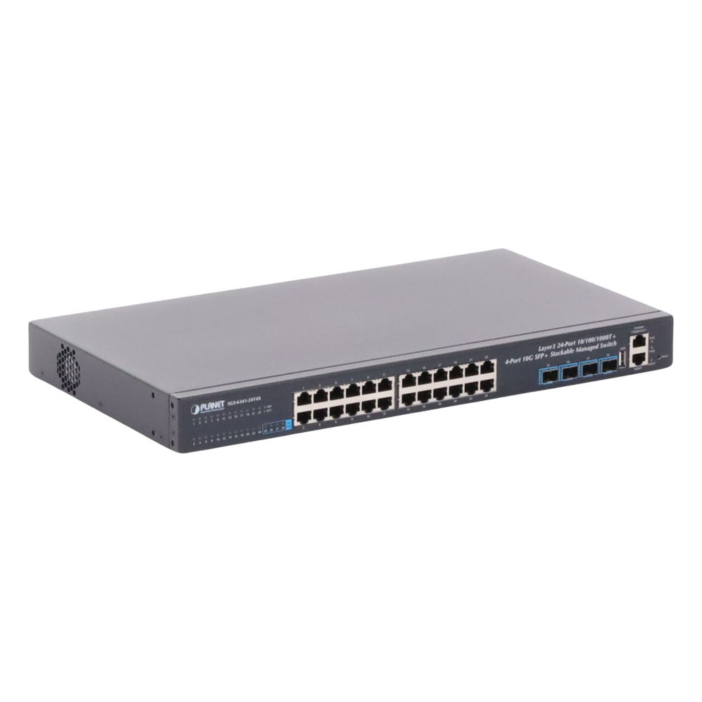 Switch Administrable Capa 3, 24-Puertos 10/100/1000T + 4-Puertos 10G SFP+, Apilable
