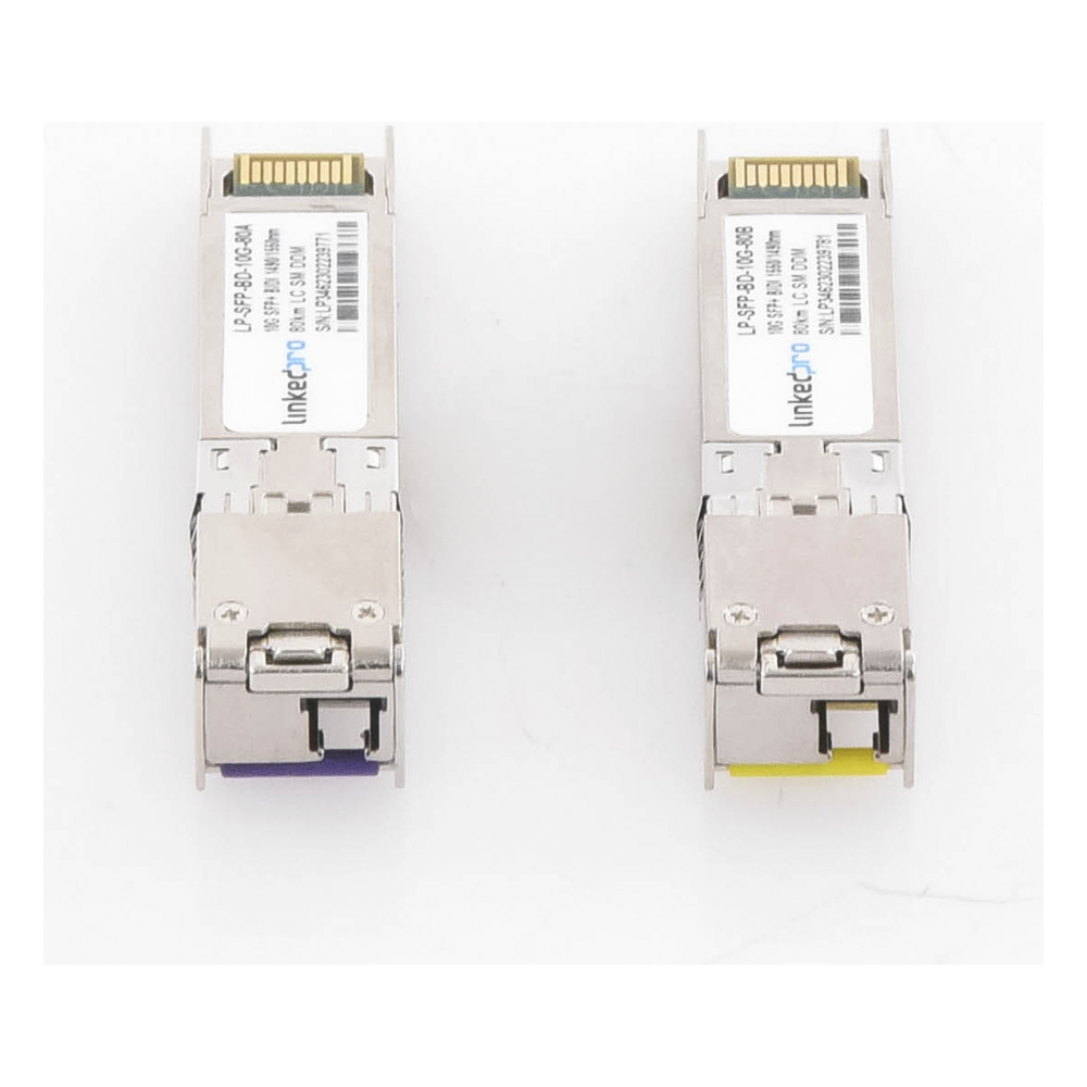 Transceptores Ópticos Bidireccionales SFP+ (Mini-Gbic) / Monomodo 1490 & 1550 nm / 10 Gbps / 10GBASE-BX / Conector LC/UPC Simplex / DDM / Hasta 80 km / 2 Piezas