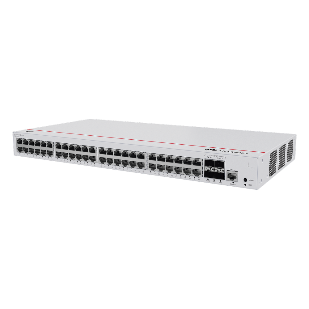 Switch de Acceso Gigabit Administrable PoE Capa 2 / 48 puertos 10/100/1000 Mbps (PoE) / 4 Puertos 10GE SFP+ Uplink / ERPS / IMGP Snooping / DHCP Snooping / PoE Perpetuo / 380W / Administración Nube Gratis