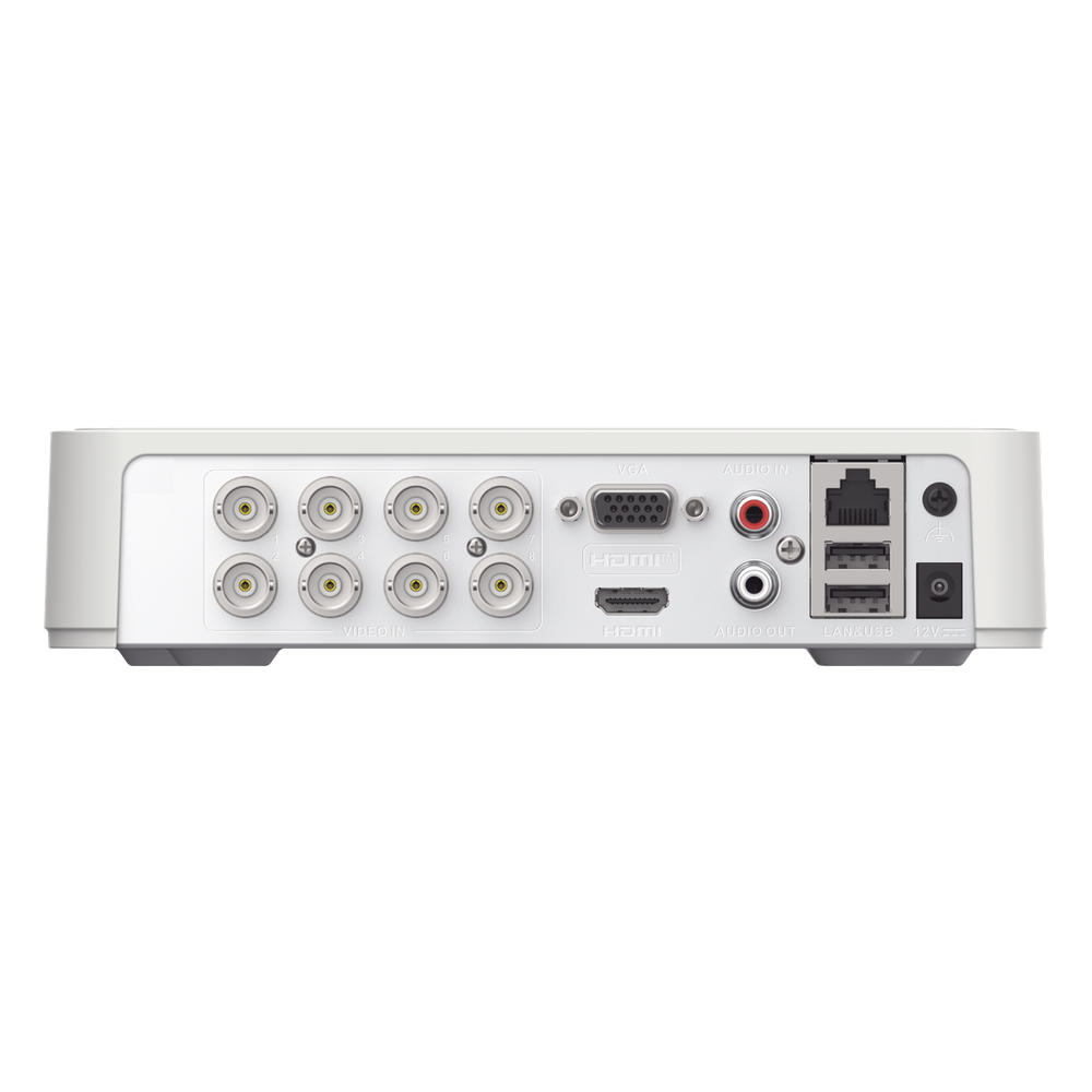 DVR 2 Megapixel (1080P) lite / 8 Canales TURBOHD / Motion Detection 2.0 (Busqueda Inteligente Personas Vehiculos) / 1 Bahía de Disco Duro / H.265+ / Audio por Coaxitrion y Audio Bidireccional / Detección de movimiento 2.0 / Salida de vídeo Fu