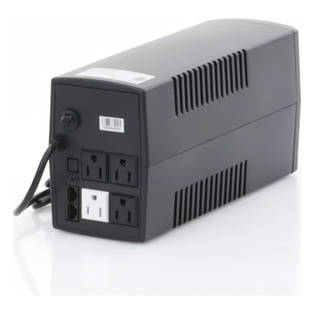 UPS de 850VA/510W / Topología Línea Interactiva / Entrada y Salida 120 Vca / Regulador de Voltaje AVR 80-150 Vca / Clavija NEMA 5-15P / 4 Tomas NEMA 5-15R /Sin RJ11 ni RJ45