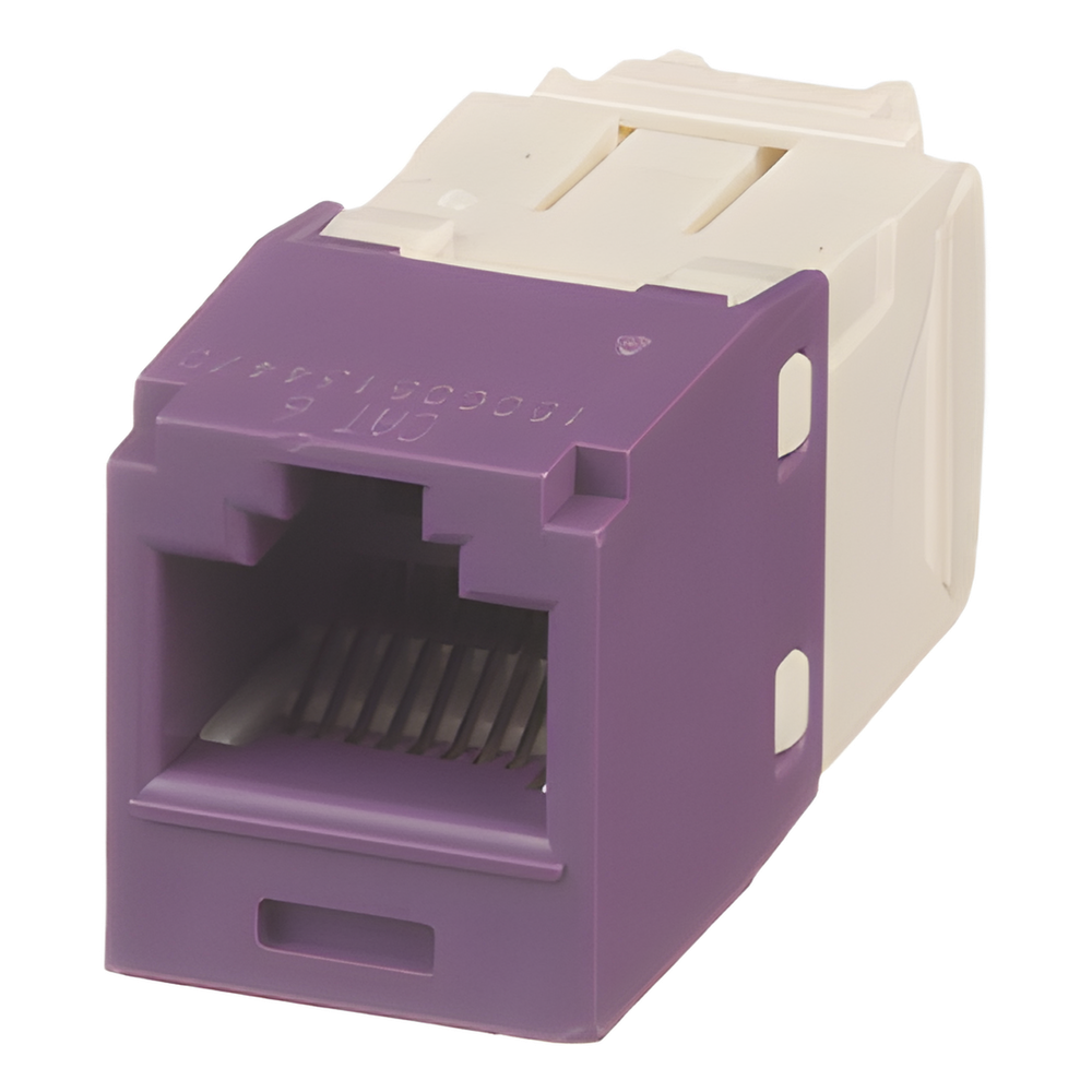 Conector Jack RJ45 Estilo TG, Mini-Com, Categoría 6, de 8 Posiciones y 8 Cables, Color Violeta