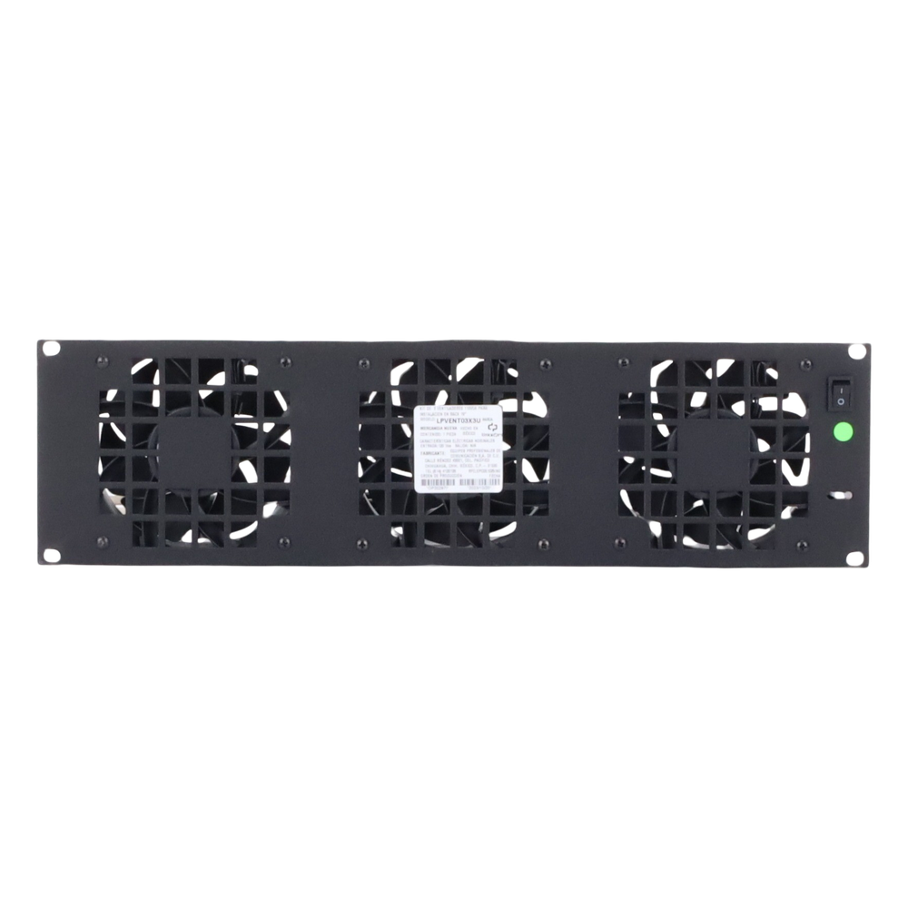 Kit de 3 Ventilador 110 Vca (12 x 12 cm) con Clavija 5-15P. Para instalación en Postes Rack