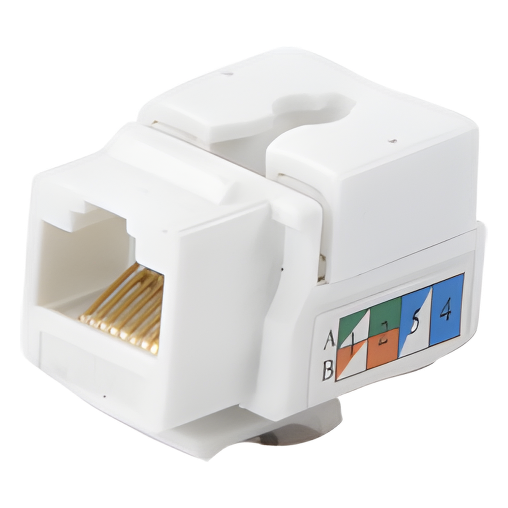 Módulo Jack Keystone Cat5e con Terminación 110 (Punchdown) para Faceplate - Color Blanco