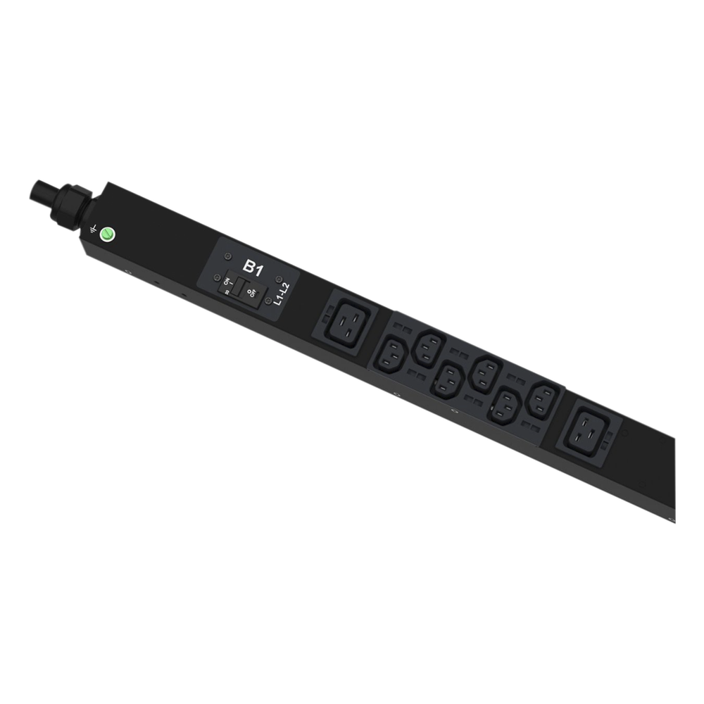 PDU Monitoreable (MI) para Distribución de Energía, Enchufe de Entrada NEMA L21-30P, Con 18 Salidas C13 y 6 C19, de Instalación Vertical, 208 Vca, 30 Amp