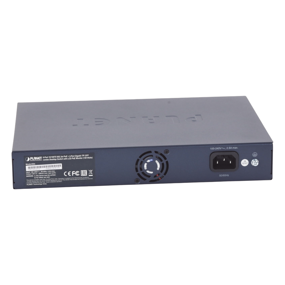 Switch PoE+ / Distancia 250 Metros / 8 Puertos + 2 Combo TP/SFP Gigabit y Pantalla LCD Para Monitoreo