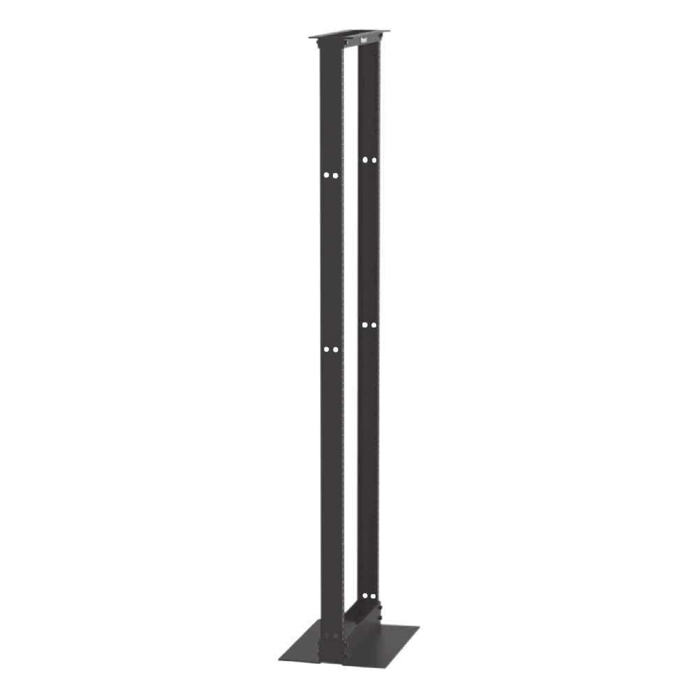 Rack de Dos Postes Estándar de 19 in, Rieles Numerados y Roscados #12-24, Fabricado en Aluminio, 45 Unidades de Rack, Color Negro