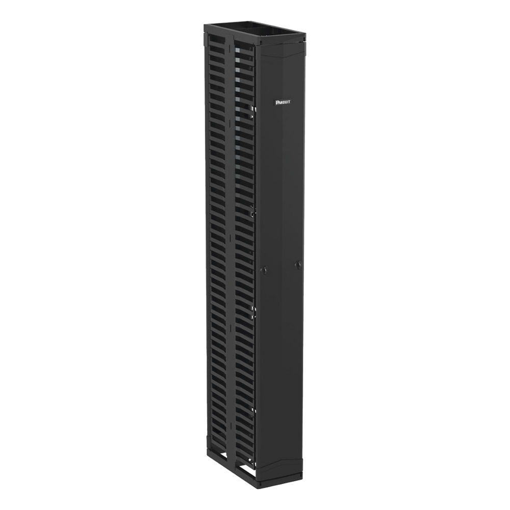 Organizador Vertical PatchRunner™, Doble (Frontal y Posterior), Para Rack Abierto de 45 Unidades, 10in de Ancho, Color Negro