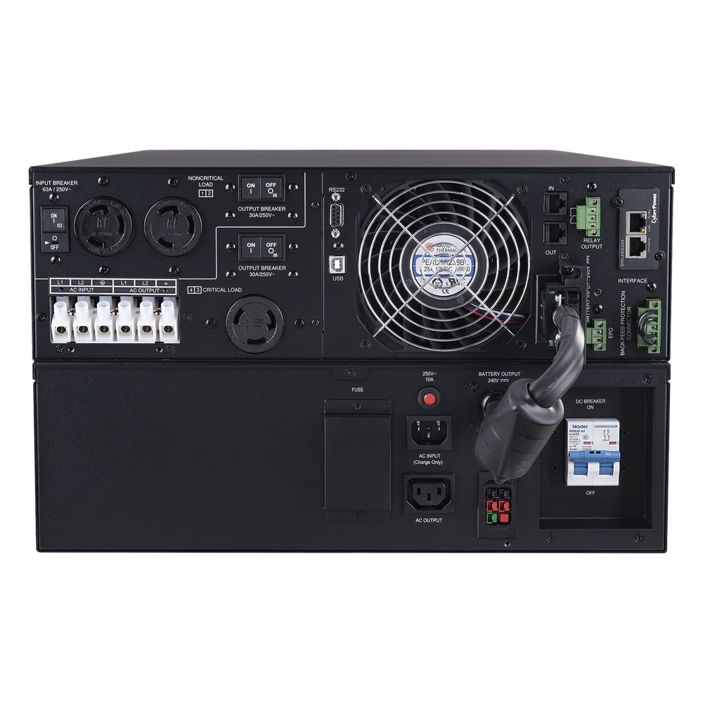 UPS de 8000 VA/ 8000 W, Online Doble Conversión, 200 - 240 Vac de Salida, Terminal Hardwired, Onda Senoidal Pura, Torre o Rack de 6 UR, Con 3 Tomas NEMA L6-30R