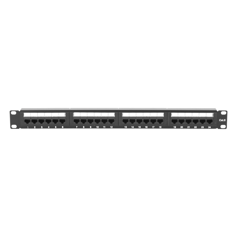 Panel de Parcheo de Impacto (110) UTP de 24 Puertos Cat6, 19 Pulgadas (48.26 cm), con Barra para Organizar Cable