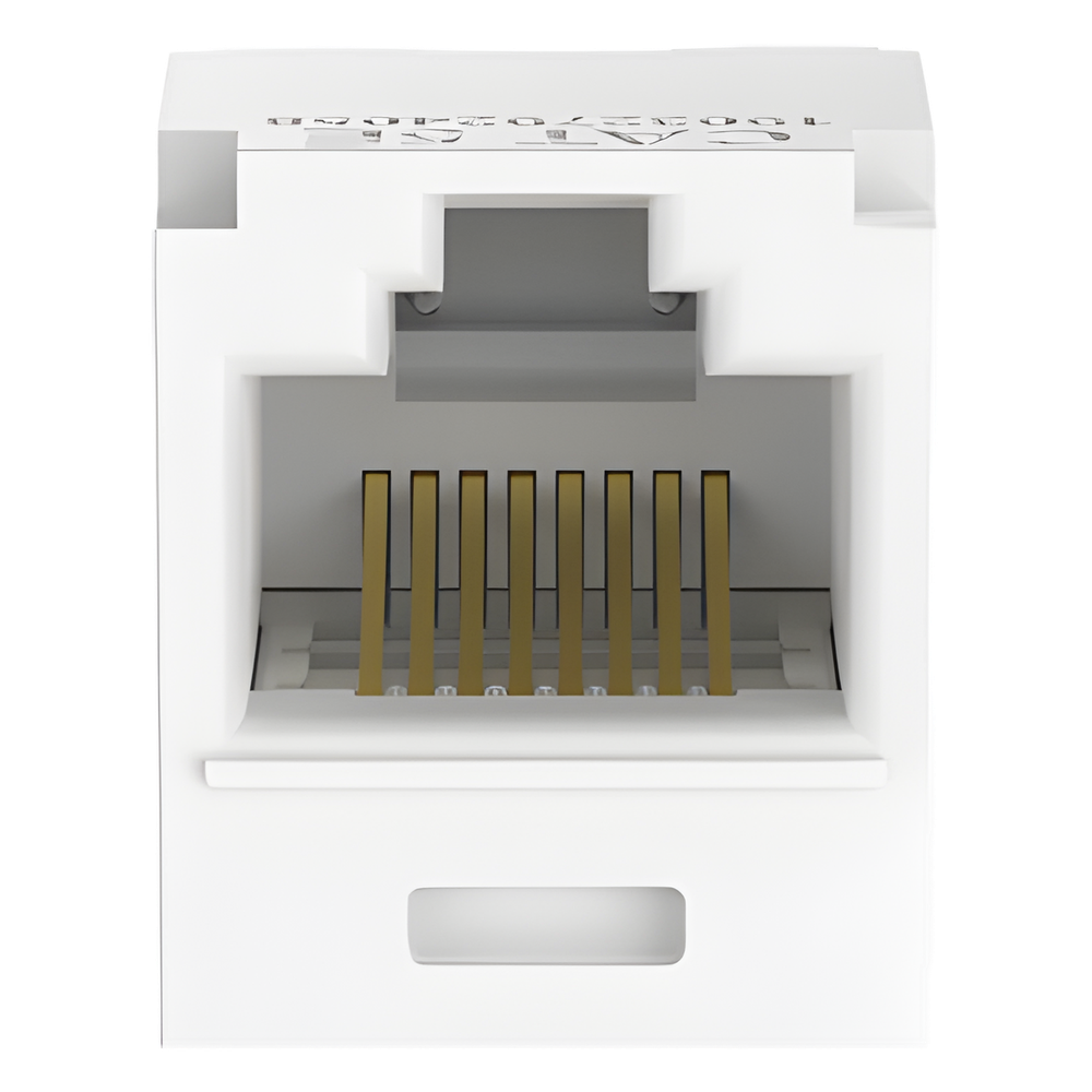 Conector Jack RJ45 Estilo TG, Mini-Com, Categoría 5e, de 8 Posiciones y 8 Cables, Color Blanco