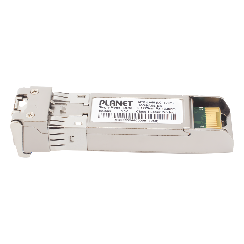 Transceptor WDM mini-Gbic SFP+ 10G LC TX:1270nm RX:1330nm para fibra Mono Modo 60 Km, , Requiere MTB-LB60