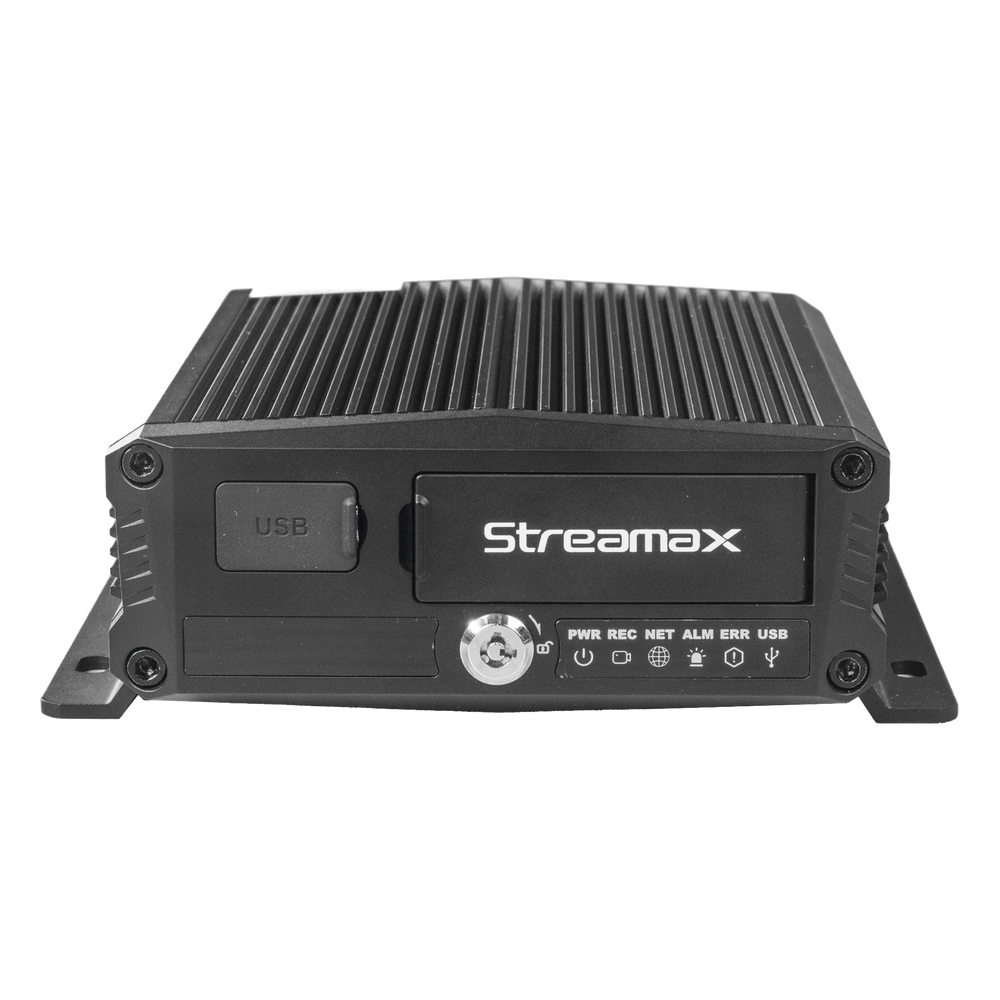 DVR Móvil / Multiplataforma / 4 Canales AHD + 2 canales IP/ Almacenamiento en Memoria Micro SD / H.265 / Chip IA Embebido / Soporta 4G / GPS