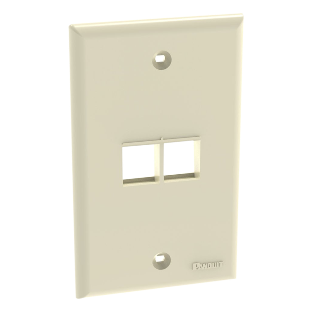 Placa de Pared Vertical, Salida Para 2 Puertos Keystone, Color Marfil