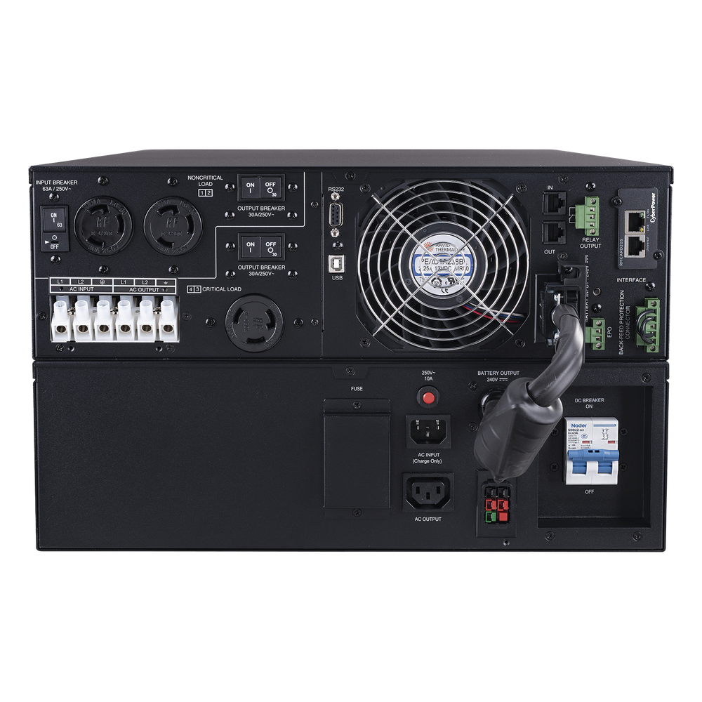 UPS de 10000 VA/10000 W, Online Doble Conversión, 200 - 240 Vac de Entrada, 200 - 240 Vac de Salida, Terminal Hardwired, Onda Senoidal Pura, Torre o Rack de 6 UR, Con 3 Tomas NEMA L6-30R