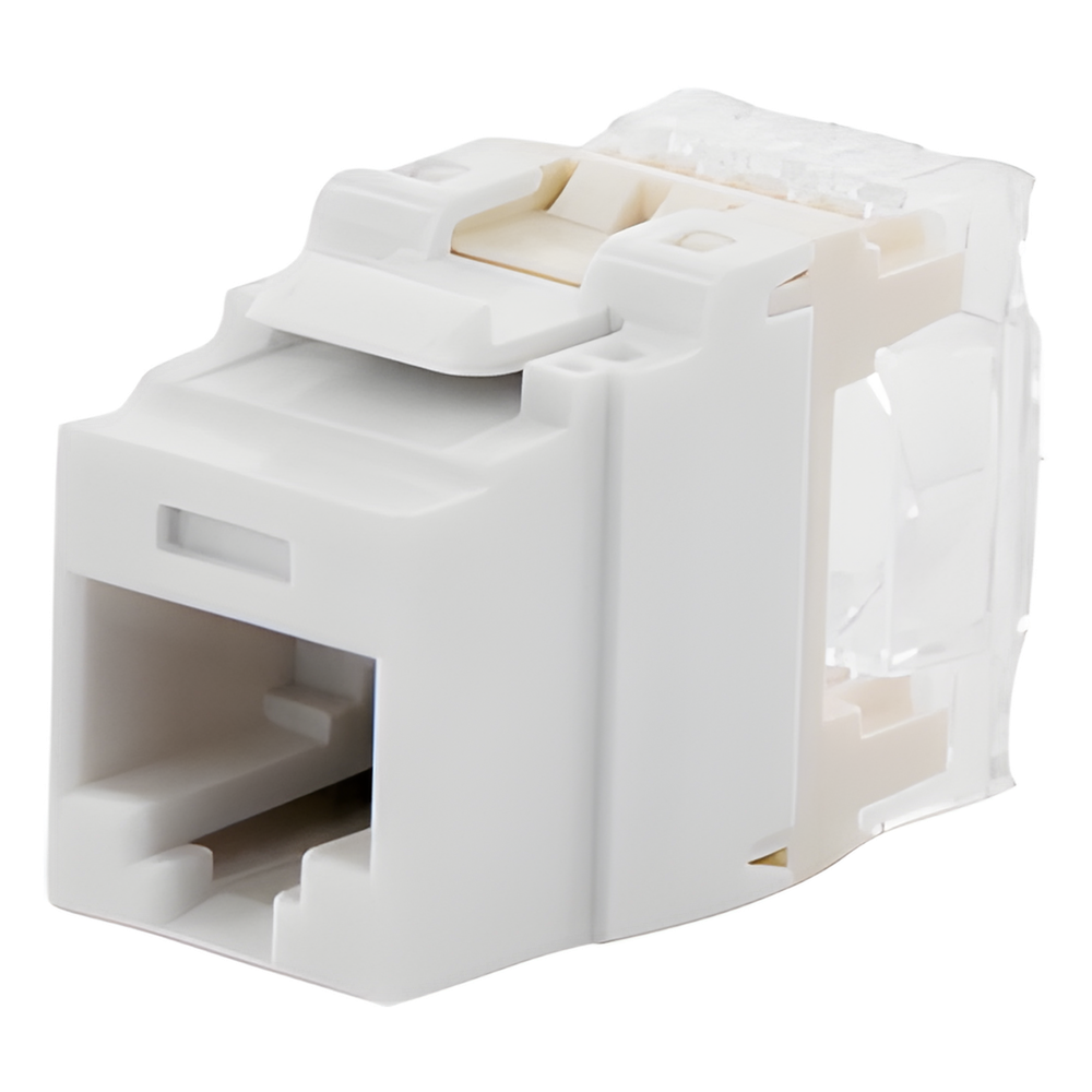 Conector Jack Estilo 110 (de Impacto), Tipo Keystone, Categoría 6, de 8 Posiciones y 8 Cables, Color Blanco
