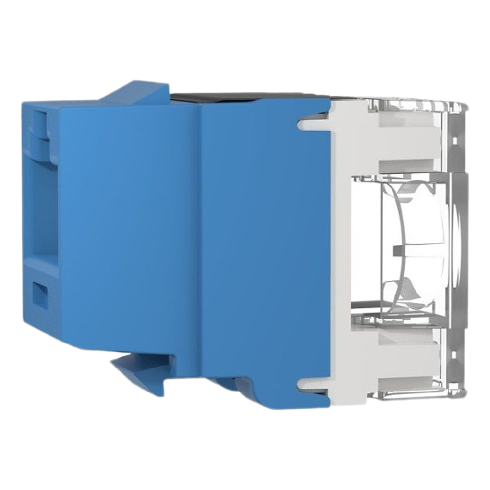 Conector Jack Estilo 110 (de Impacto), Tipo Keystone, Categoría 6A, de 8 Posiciones y 8 Cables, Color Azul