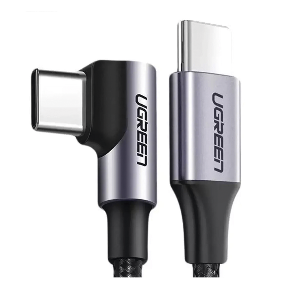 Cable USB-C a USB-C | 1 Metro (3.28 Pies) | Conector con Ángulo Recto de 90° | Carga Rápida de hasta 60W | 480 Mbps | PD3.0 | QC4.0/3.0/2.0 | FPC | AFC | Protección Integrada | Caja de Aluminio | Nylon Trenzado | Color Negro