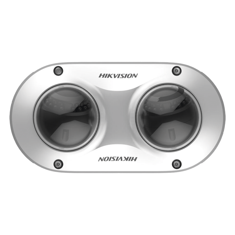 PanoVu Series / Lente Dual de 4 Megapixel / 2 Lentes Fijos de 2.8 mm / Recomendado para Pasillos o Esquinas / IP67 / IK10 / PoE / WDR 120 dB / 10 mts IR / Entrada y Salida de Audio y Alarma / MicroSD