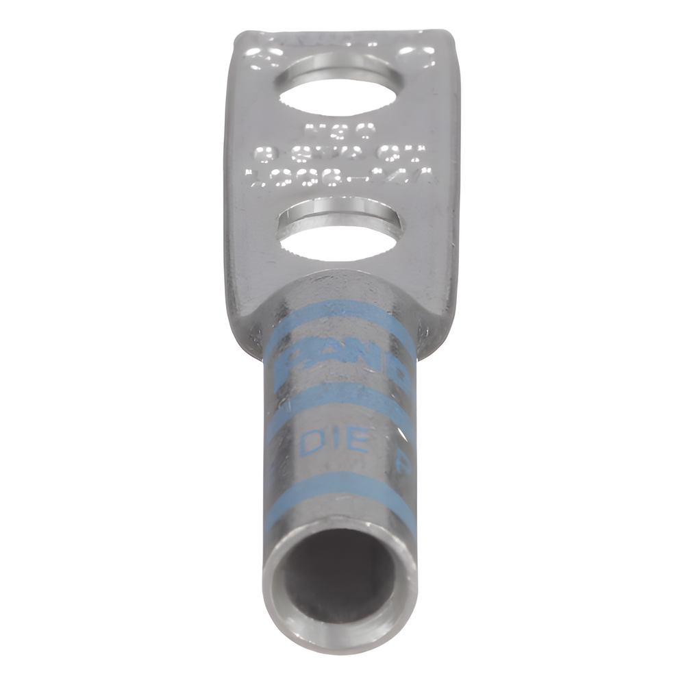 Zapata de compresión LCC6-14A-L para cal. 6 Awg, Doble barreno para tornillo prisionero de 1/4, Espaciado de orificio 16mm, 1 Pz